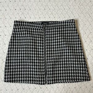 Express Houndstooth Tweed Wool Blend Skirt